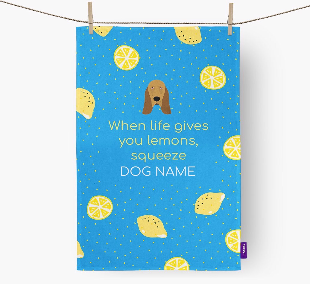 Personalised 'When Life Gives You Lemons' Tea Towel with {breedFullName} Icon