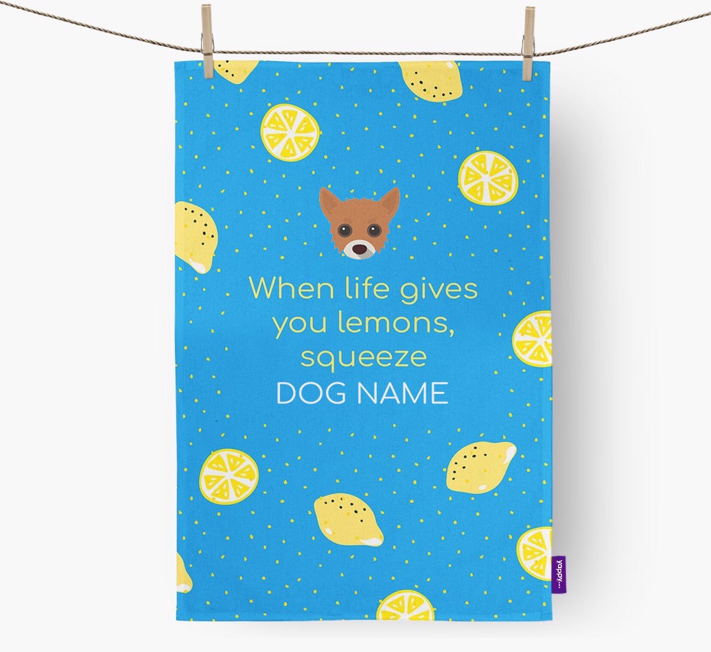 Personalised 'When Life Gives You Lemons' Tea Towel with {breedFullName} Icon