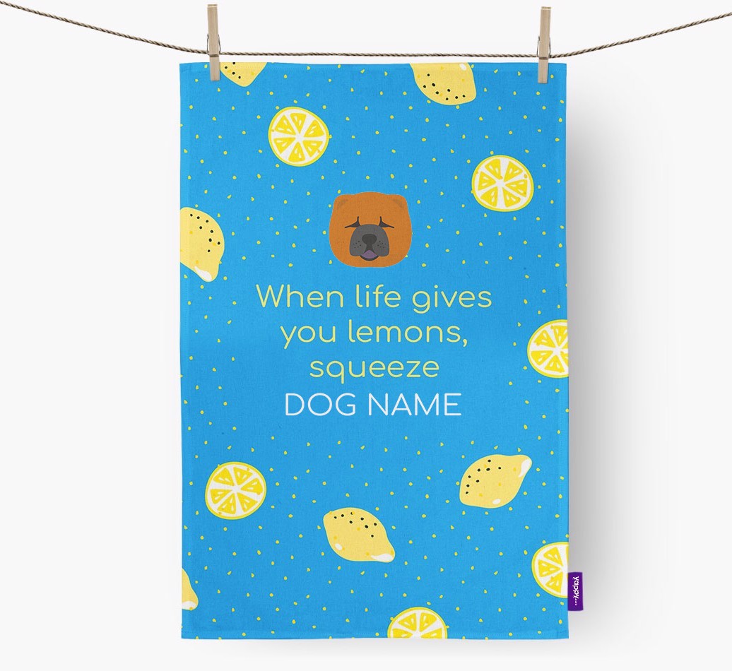 Personalised 'When Life Gives You Lemons' Tea Towel with {breedFullName} Icon