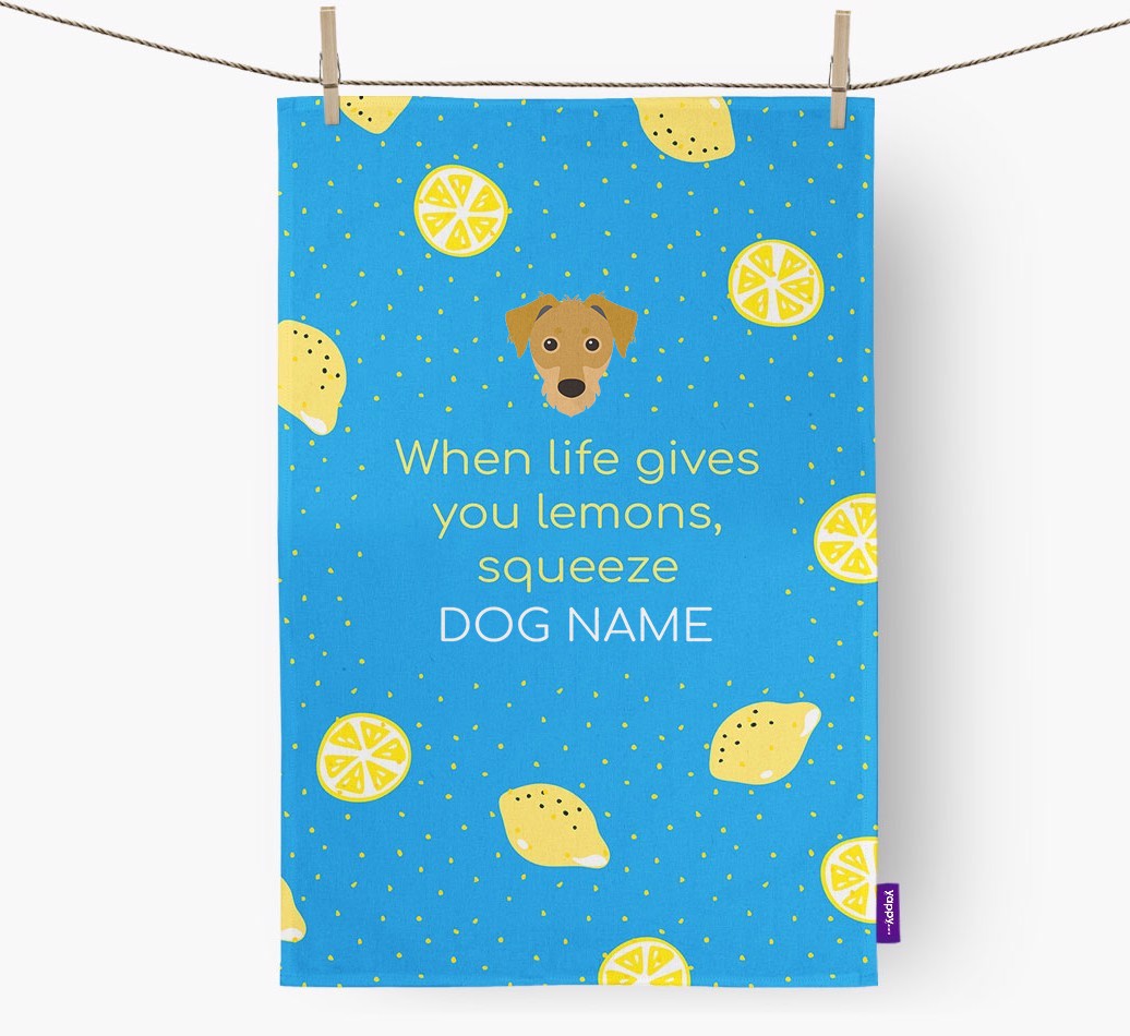 Personalised 'When Life Gives You Lemons' Tea Towel with {breedFullName} Icon
