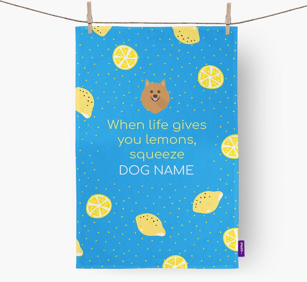 Personalised 'When Life Gives You Lemons' Tea Towel with {breedFullName} Icon