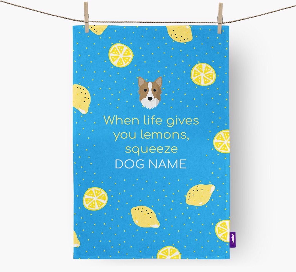 Personalised 'When Life Gives You Lemons' Tea Towel with {breedFullName} Icon