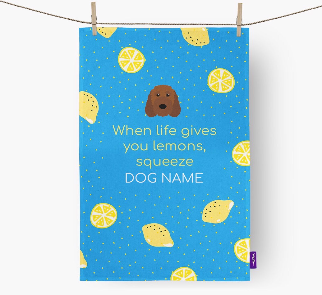 Personalised 'When Life Gives You Lemons' Tea Towel with {breedFullName} Icon
