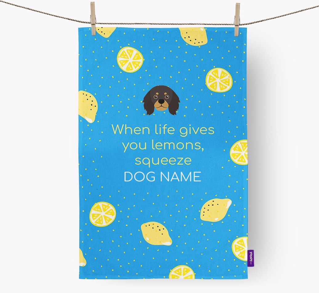Personalised 'When Life Gives You Lemons' Tea Towel with {breedFullName} Icon