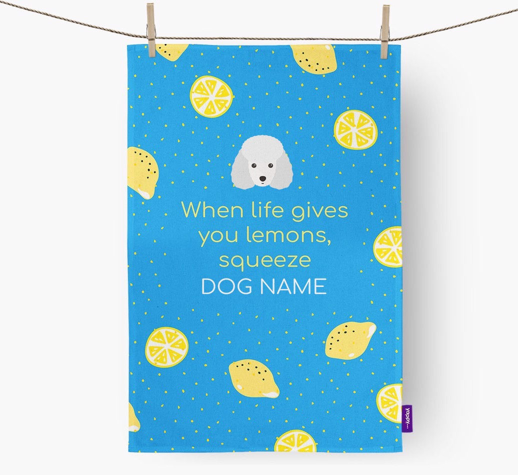 Personalised 'When Life Gives You Lemons' Tea Towel with {breedFullName} Icon