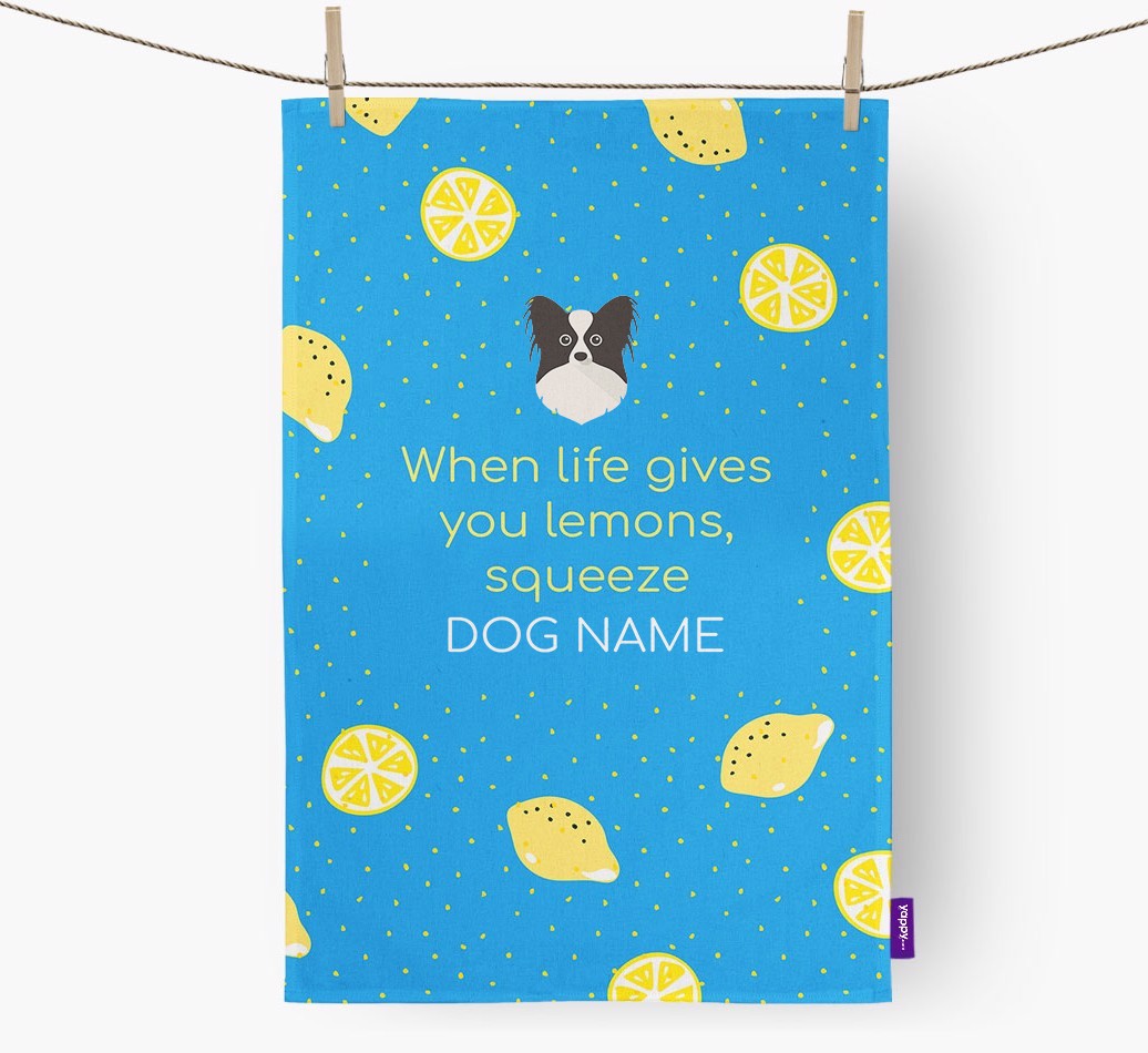Personalised 'When Life Gives You Lemons' Tea Towel with {breedFullName} Icon