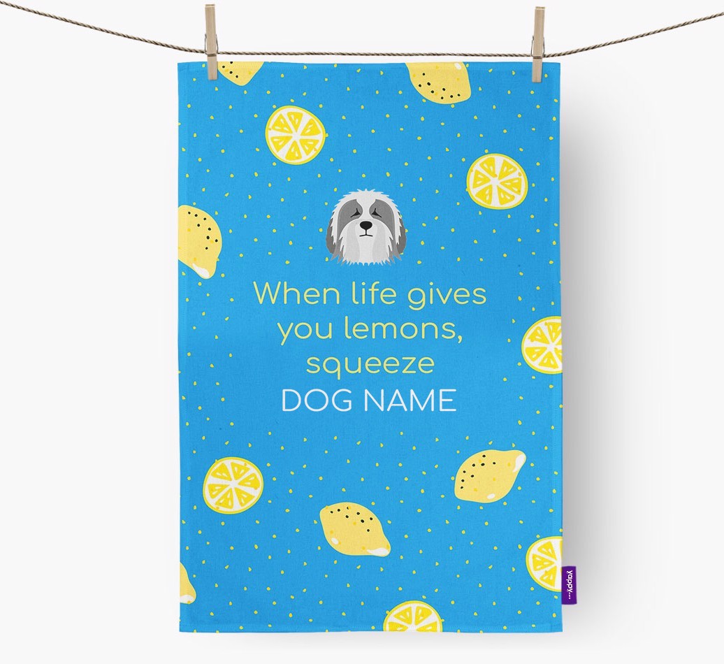 Personalised 'When Life Gives You Lemons' Tea Towel with {breedFullName} Icon
