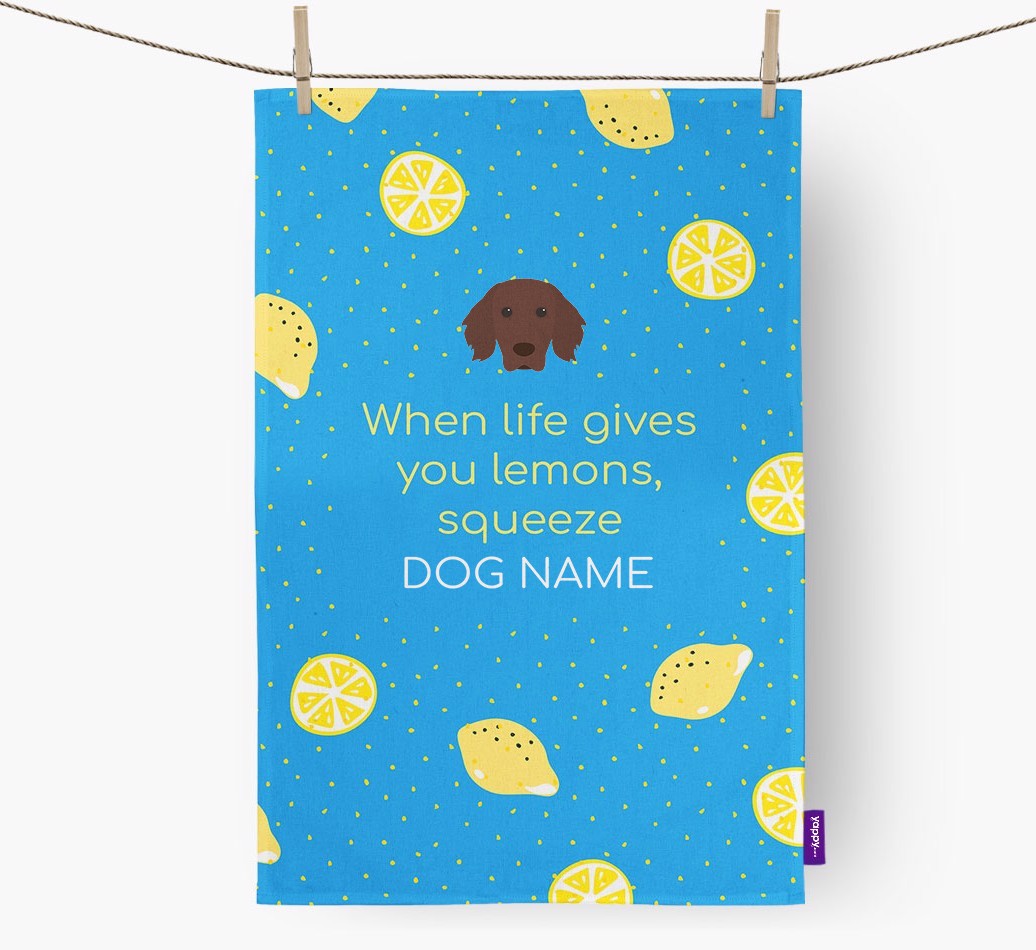 Personalised 'When Life Gives You Lemons' Tea Towel with {breedFullName} Icon