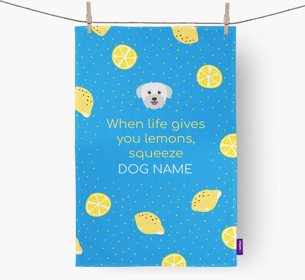 Personalised 'When Life Gives You Lemons' Tea Towel with {breedFullName} Icon
