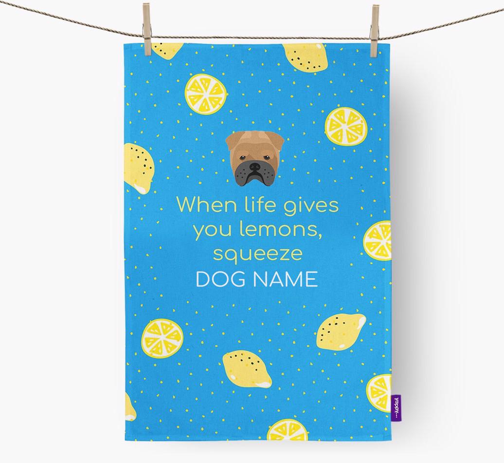 Personalised 'When Life Gives You Lemons' Dish Towel with {breedFullName} Icon