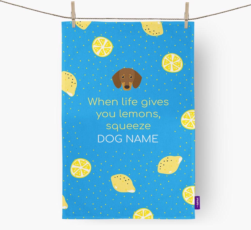 Personalised 'When Life Gives You Lemons' Dish Towel with {breedFullName} Icon