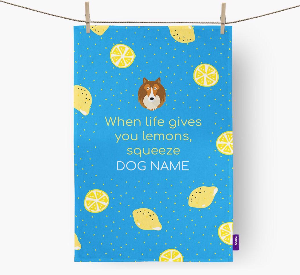 Personalised 'When Life Gives You Lemons' Dish Towel with {breedFullName} Icon