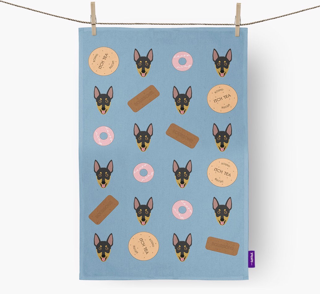 Biscuit Pattern Tea Towel with {breedFullName} Icons