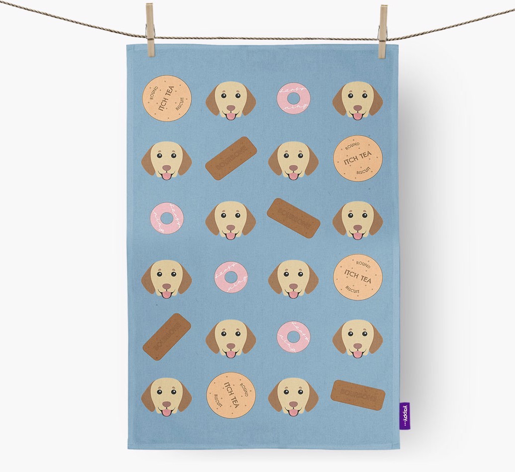 Biscuit Pattern Tea Towel with {breedFullName} Icons