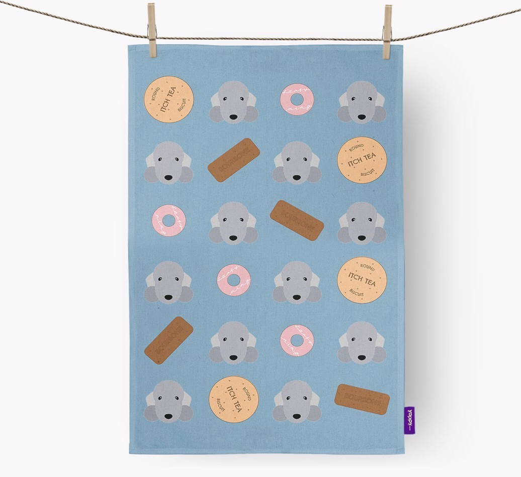 Biscuit Pattern Tea Towel with {breedFullName} Icons