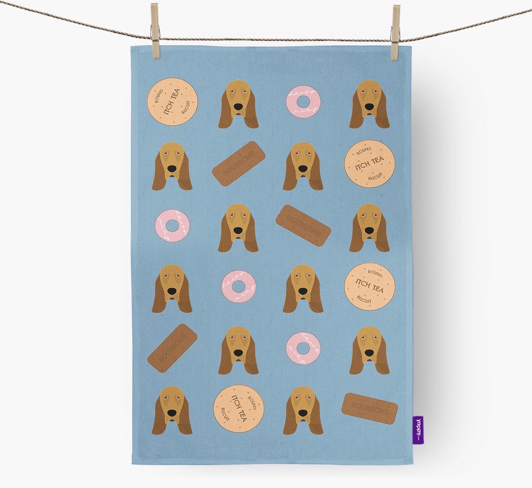 Biscuit Pattern Tea Towel with {breedFullName} Icons