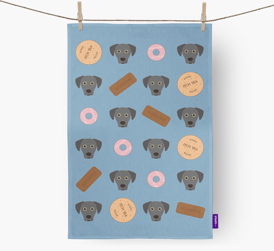 Biscuit Pattern Tea Towel with {breedFullName} Icons