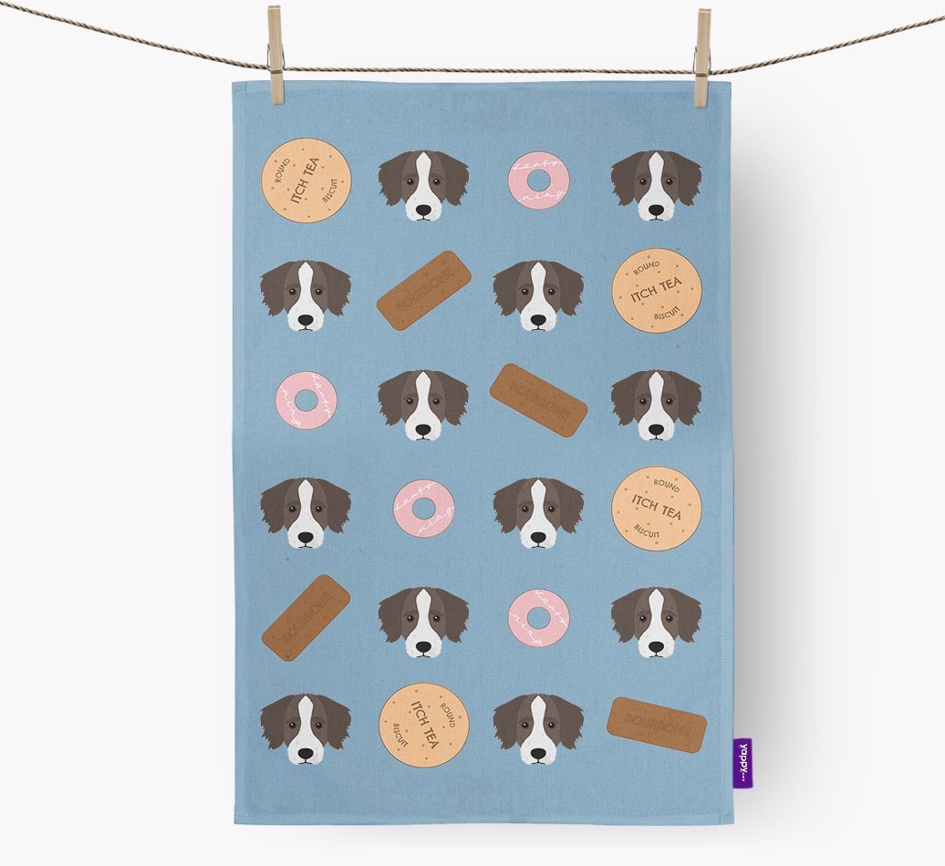 Biscuit Pattern Tea Towel with {breedFullName} Icons