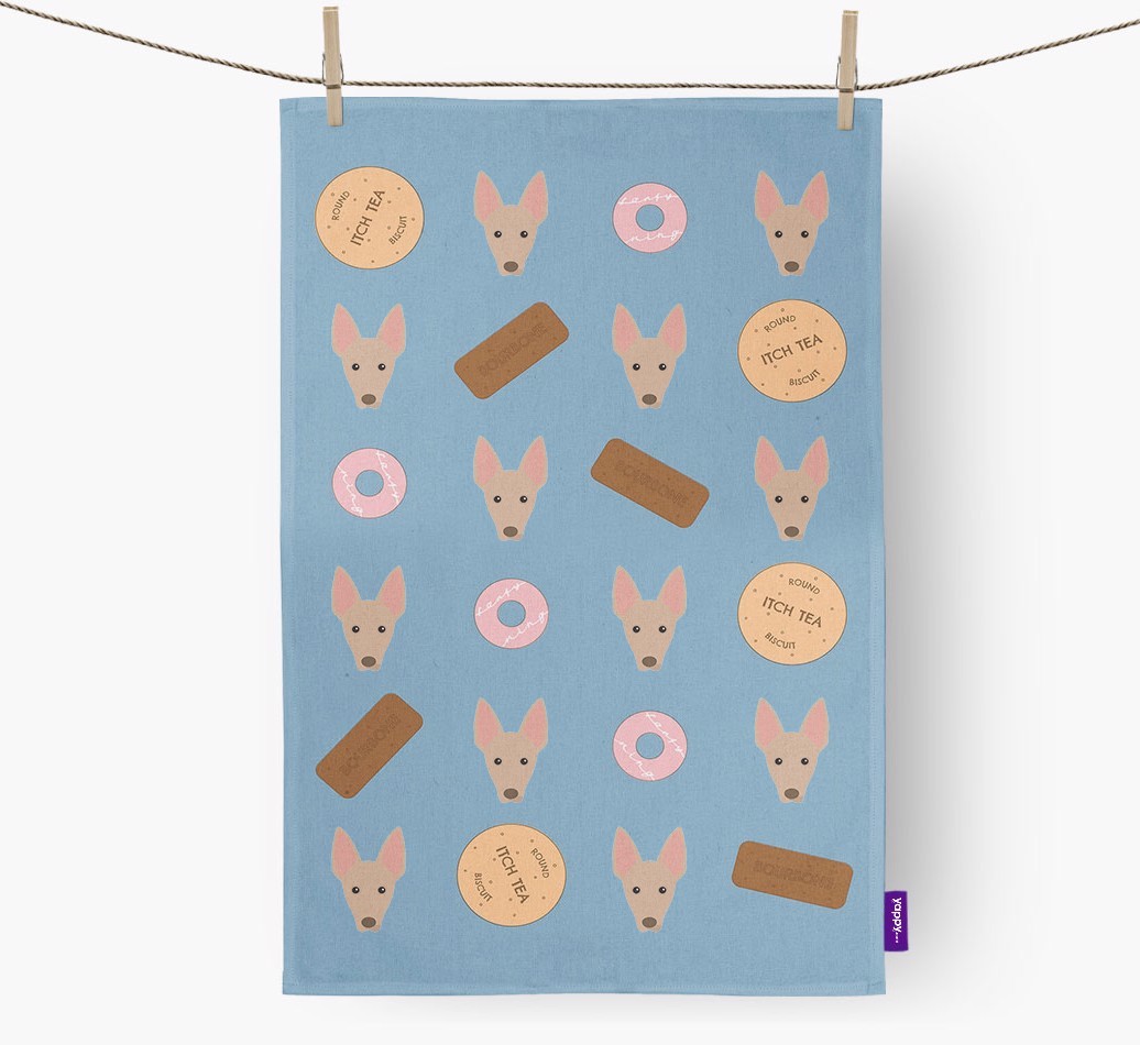 Biscuit Pattern Tea Towel with {breedFullName} Icons