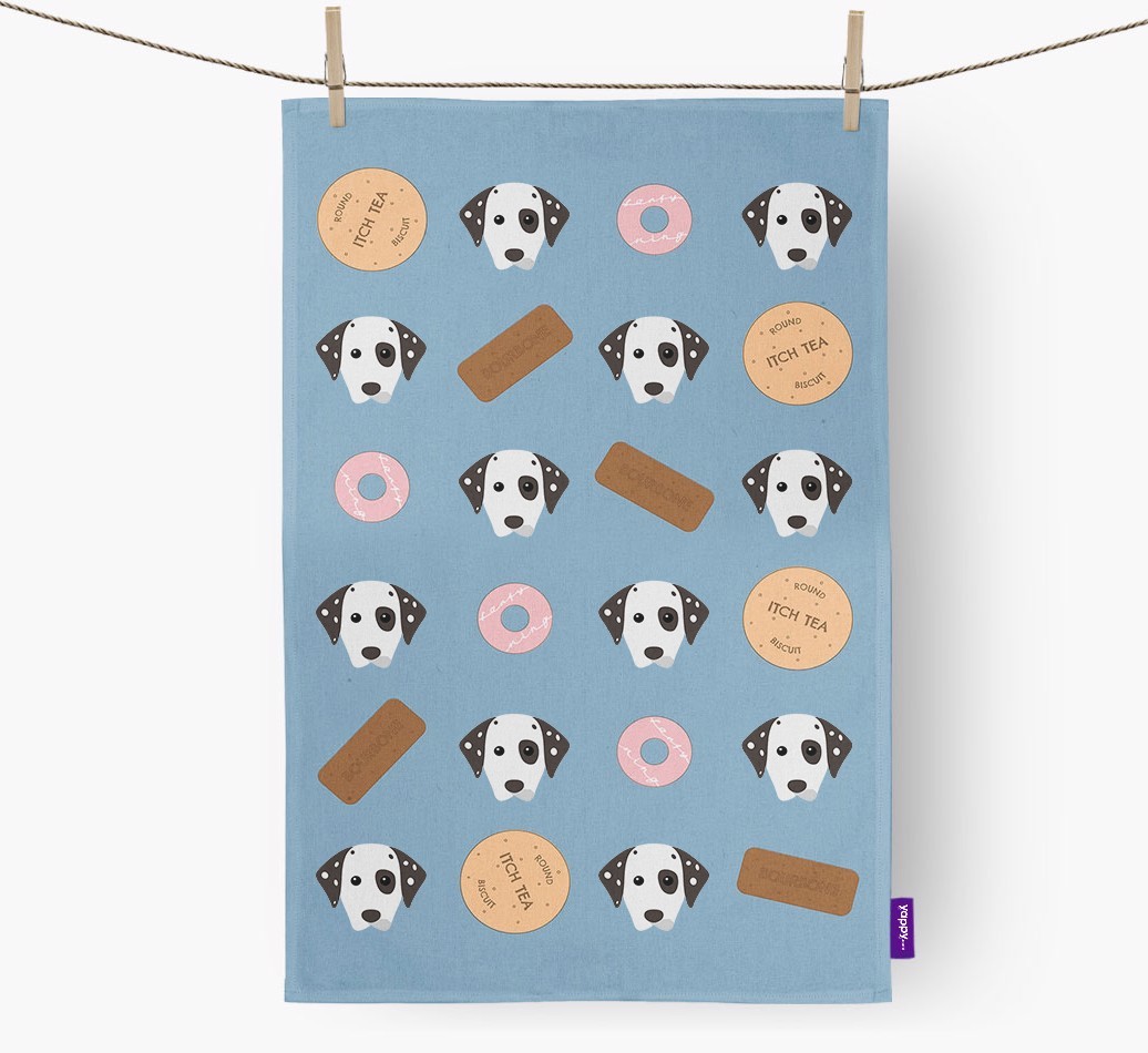 Biscuit Pattern Tea Towel with {breedFullName} Icons