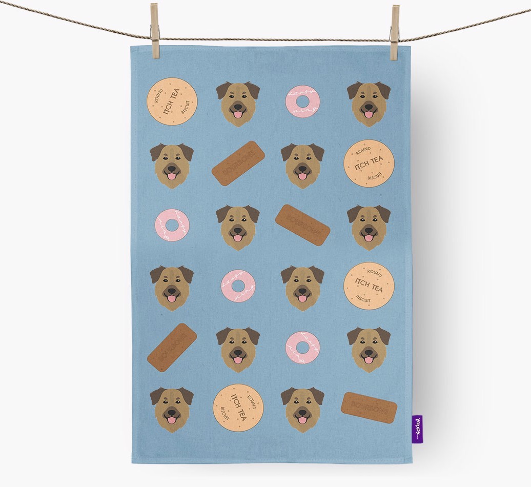 Biscuit Pattern Tea Towel with {breedFullName} Icons