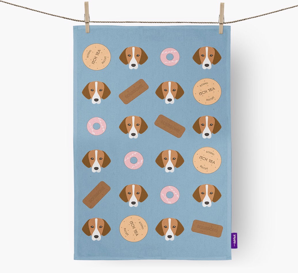 Biscuit Pattern Tea Towel with {breedFullName} Icons