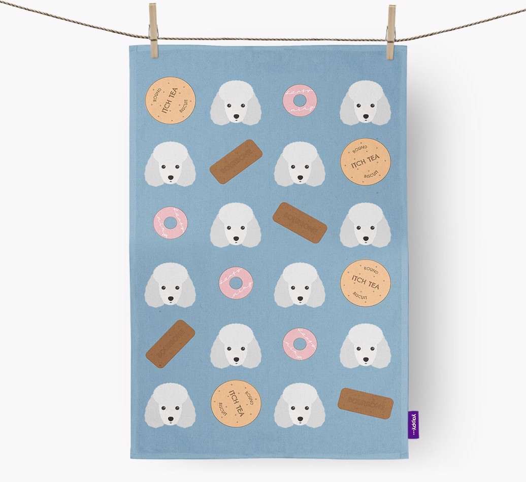 Biscuit Pattern Tea Towel with {breedFullName} Icons