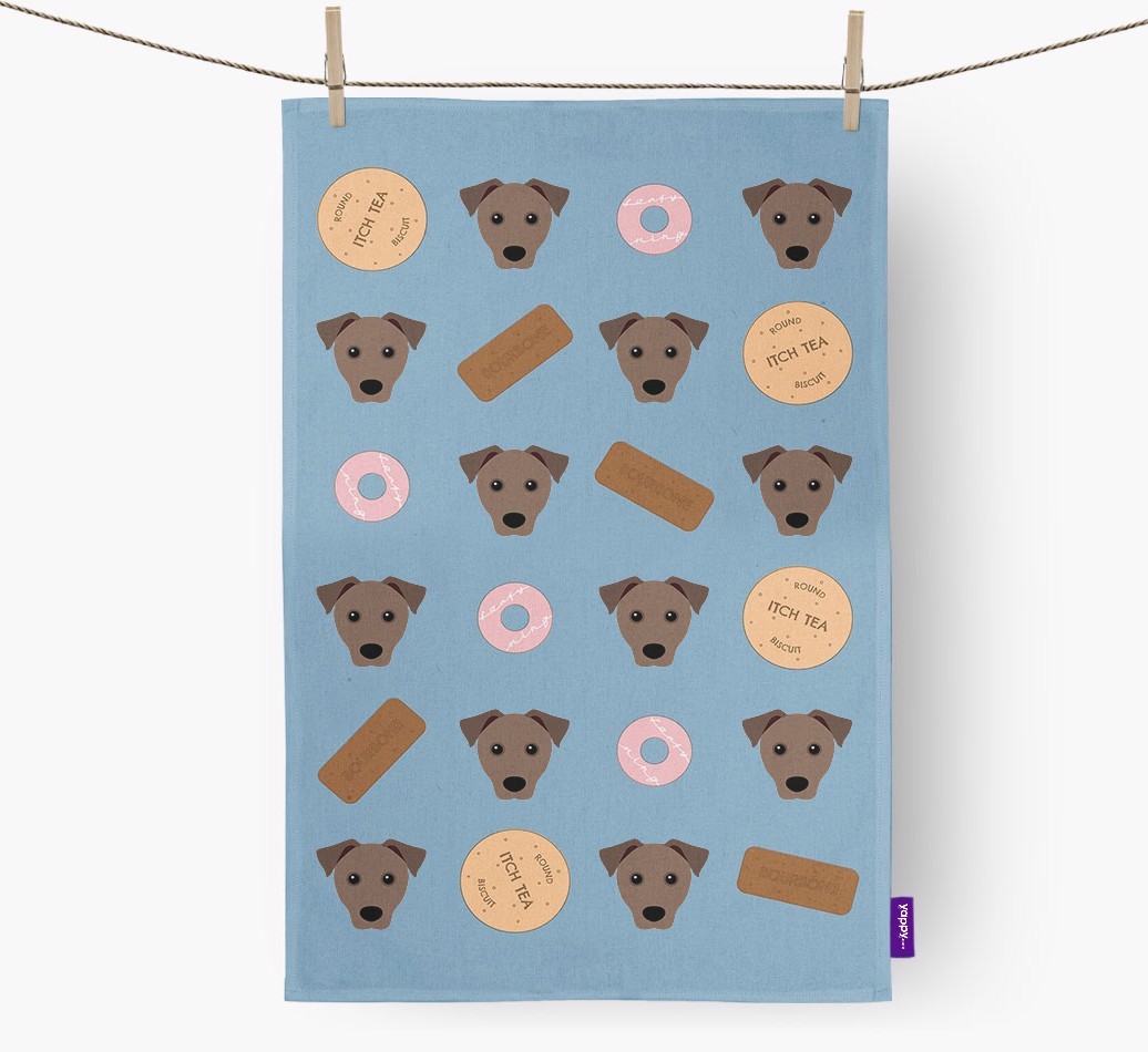 Biscuit Pattern Tea Towel with {breedFullName} Icons