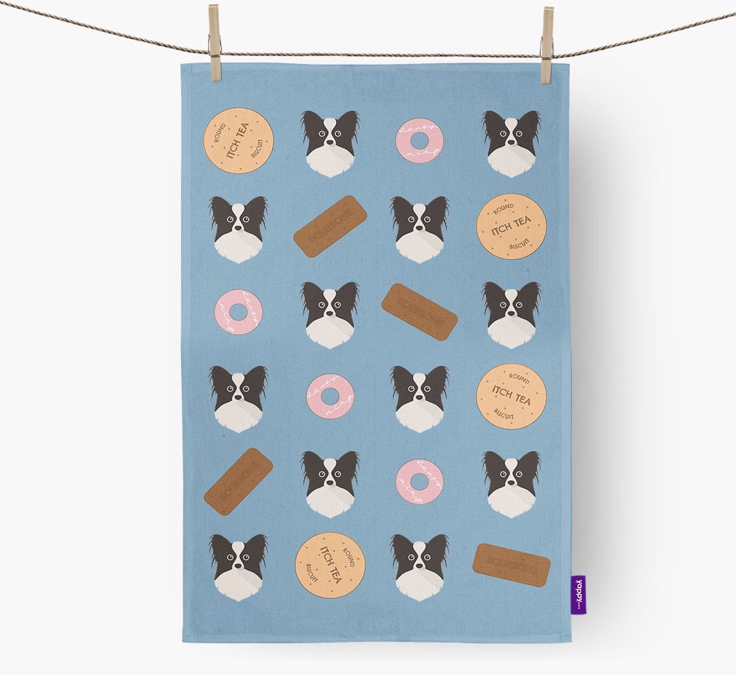 Biscuit Pattern Tea Towel with {breedFullName} Icons
