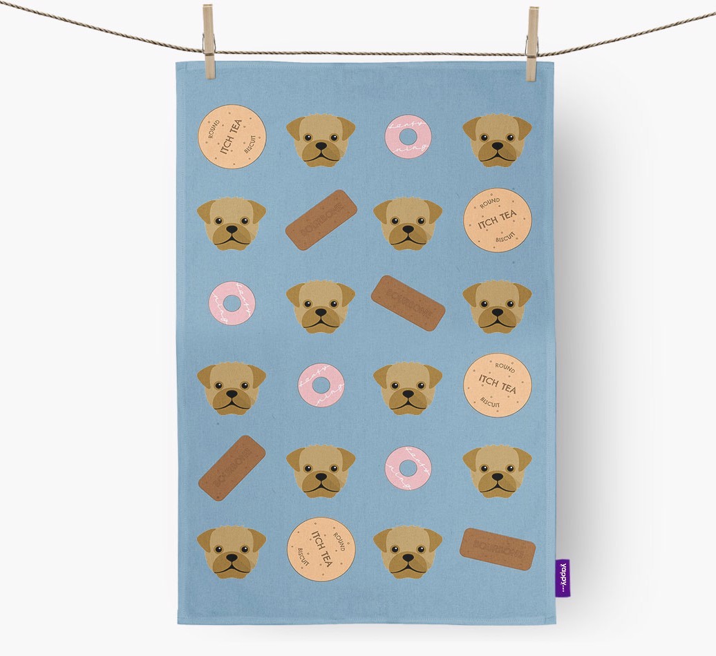 Biscuit Pattern Tea Towel with {breedFullName} Icons