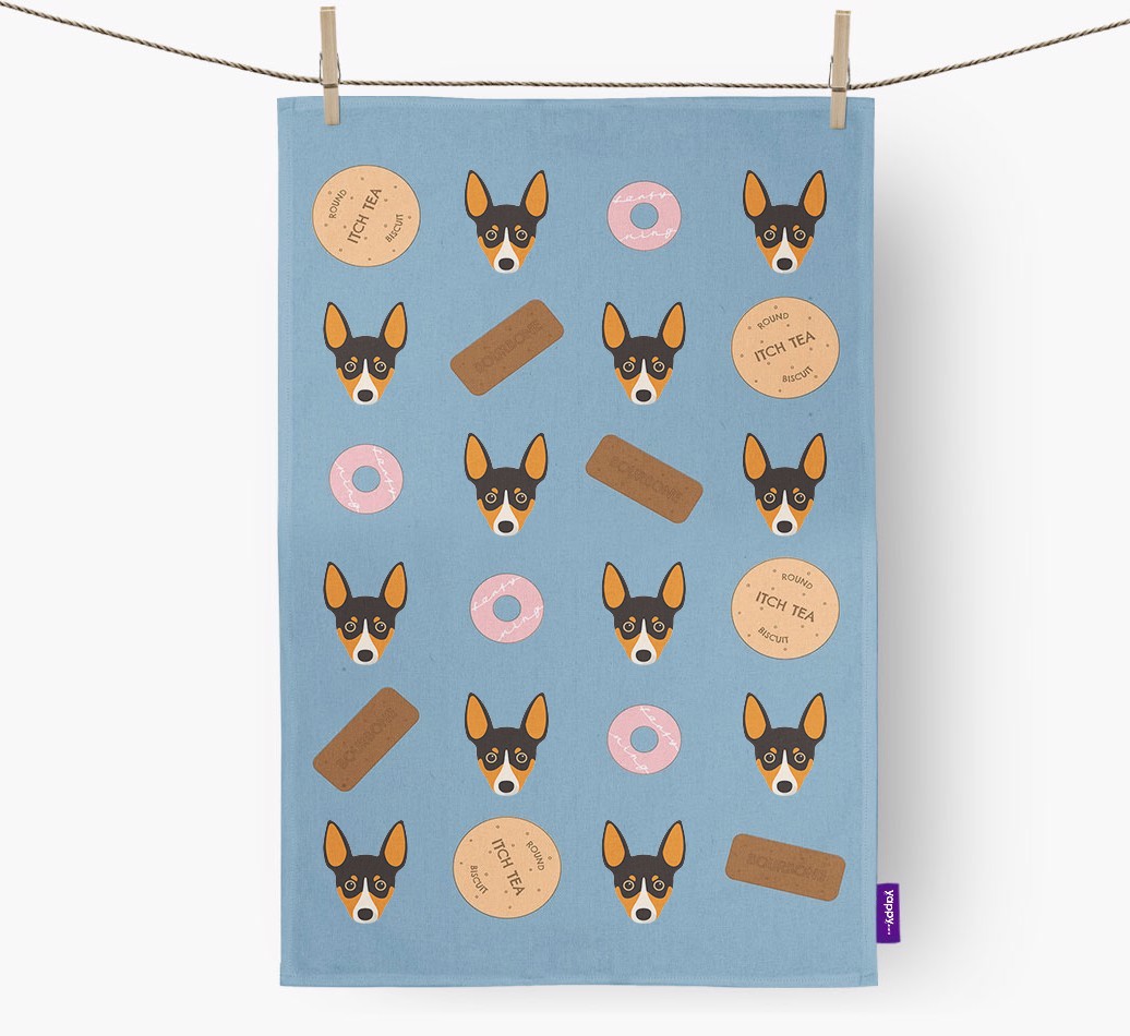 Biscuit Pattern Tea Towel with {breedFullName} Icons