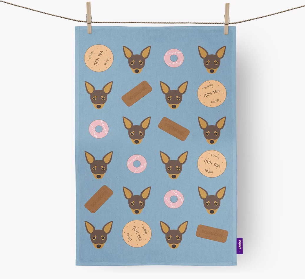 Biscuit Pattern Tea Towel with {breedFullName} Icons