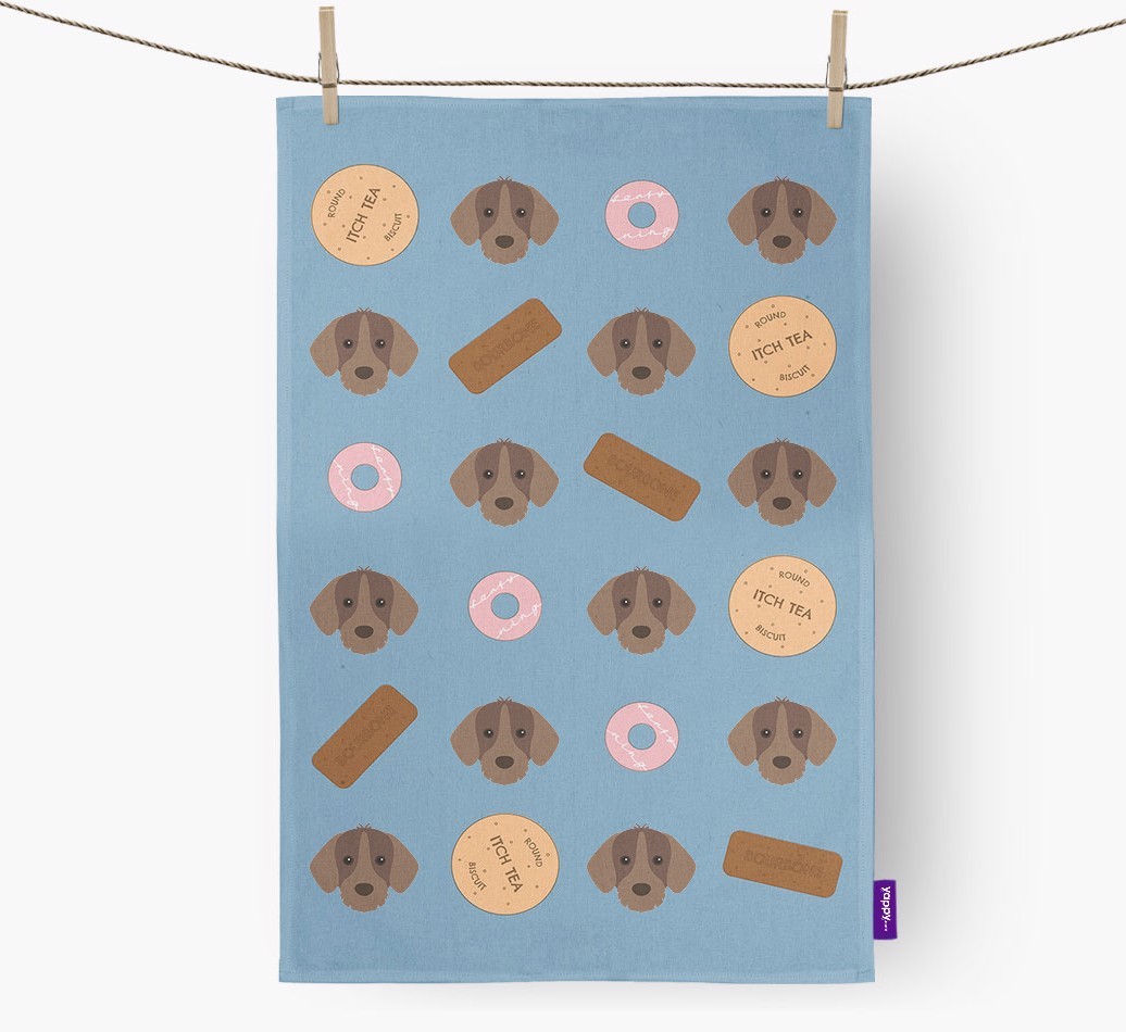 Biscuit Pattern Tea Towel with {breedFullName} Icons