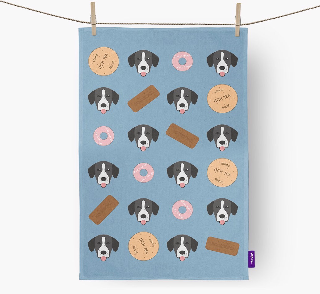 Biscuit Pattern Tea Towel with {breedFullName} Icons