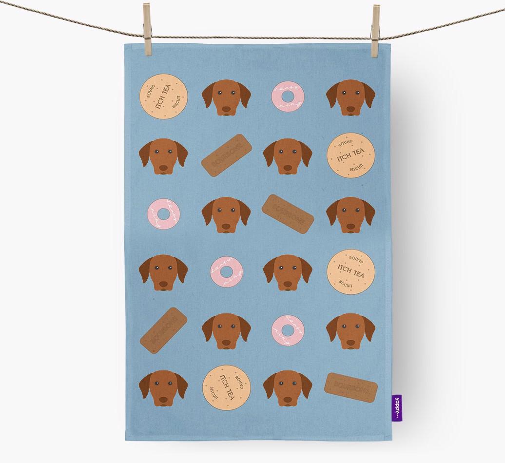 Biscuit Pattern Tea Towel with {breedFullName} Icons