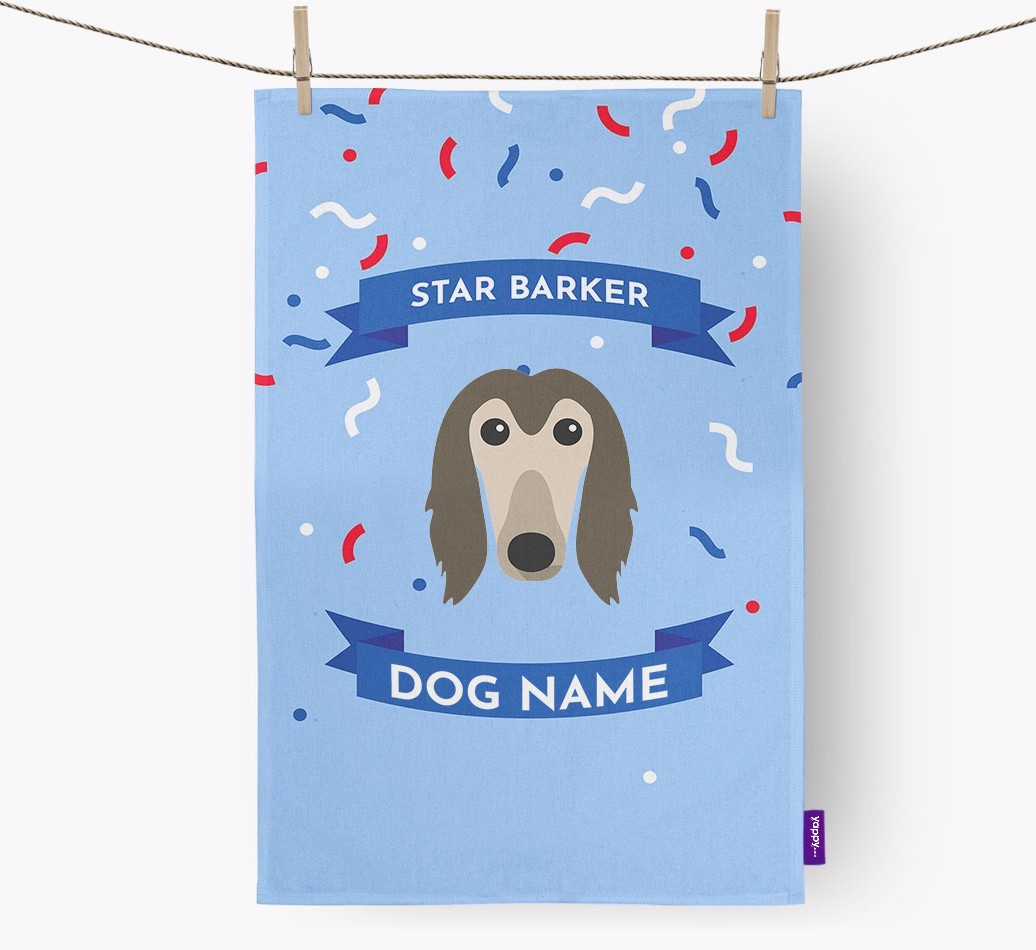 Personalised 'Star Barker' Tea Towel with {breedFullName} Icon