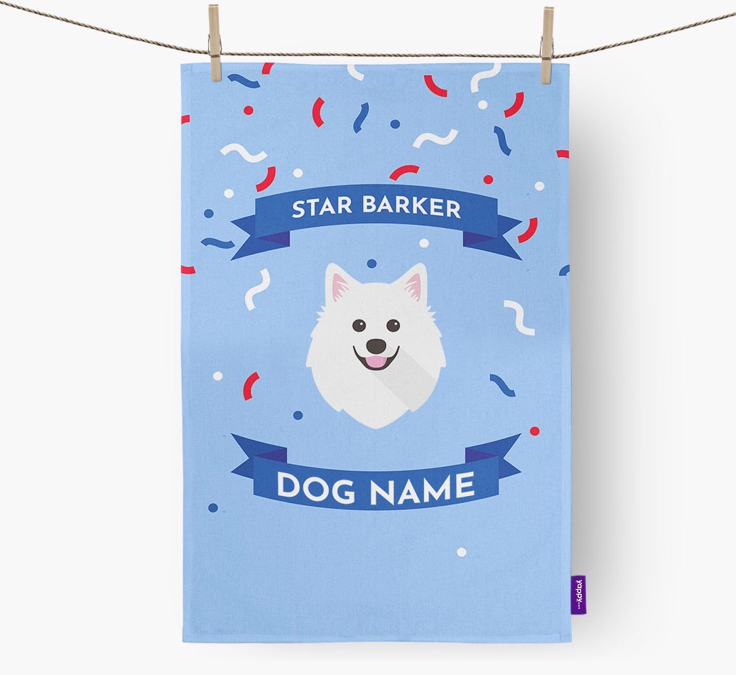 Personalised 'Star Barker' Tea Towel with {breedFullName} Icon
