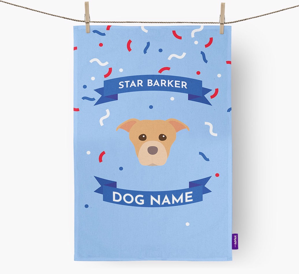 Personalised 'Star Barker' Tea Towel with {breedFullName} Icon