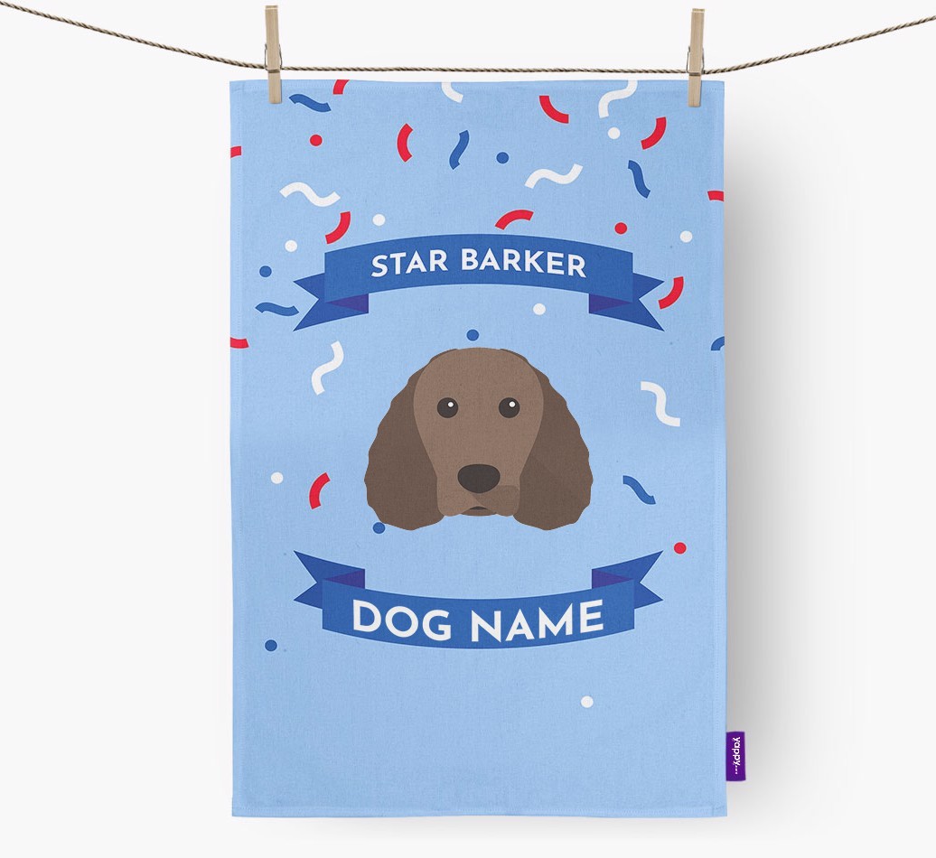 Personalised 'Star Barker' Tea Towel with {breedFullName} Icon