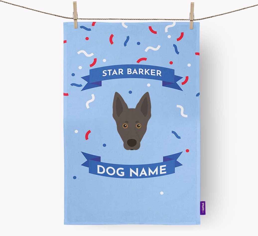 Personalised 'Star Barker' Tea Towel with {breedFullName} Icon