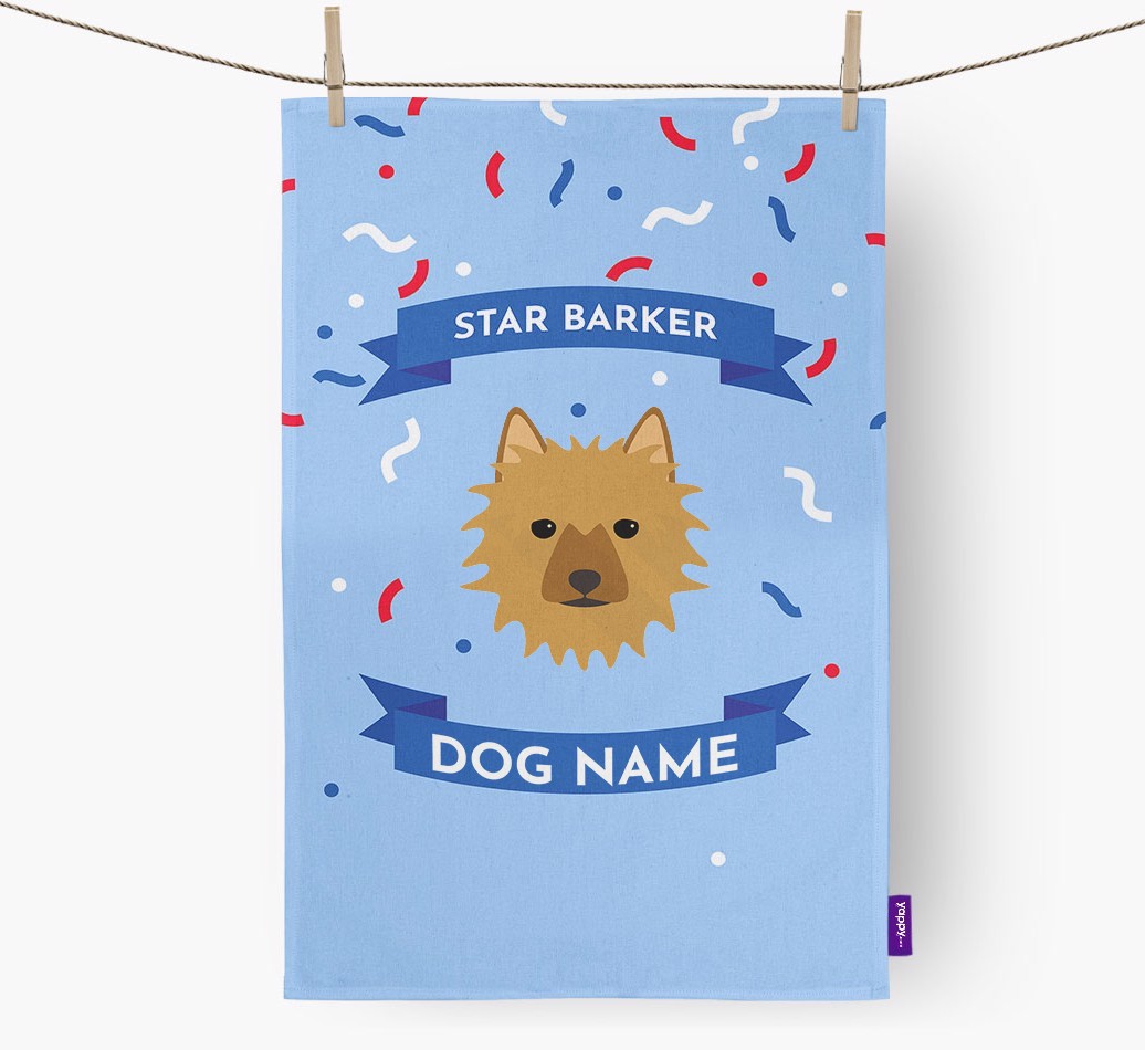 Personalised 'Star Barker' Tea Towel with {breedFullName} Icon