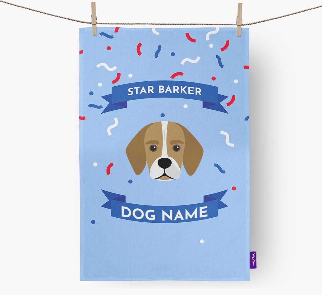 Personalised 'Star Barker' Tea Towel with {breedFullName} Icon