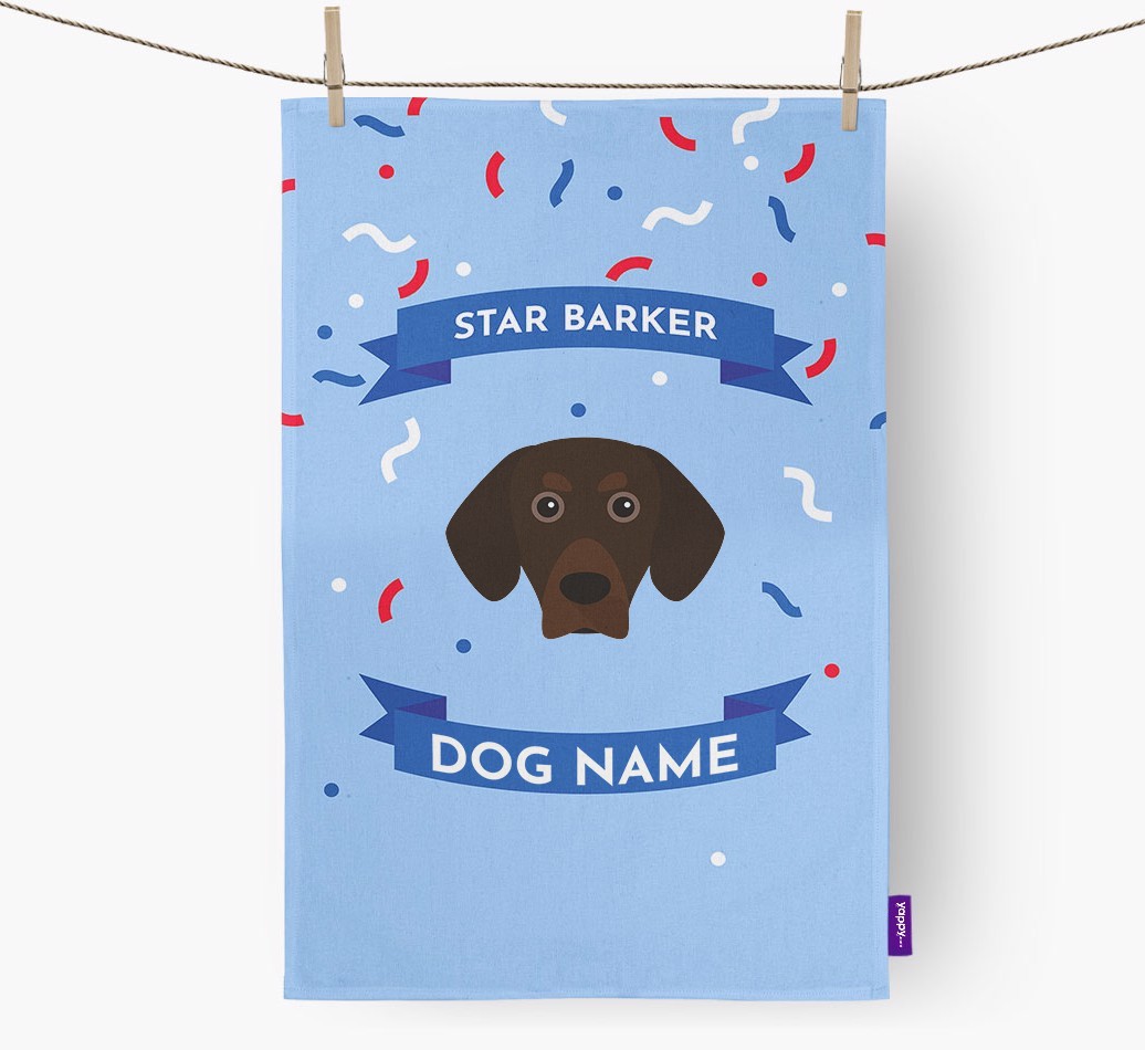 Personalised 'Star Barker' Tea Towel with {breedFullName} Icon