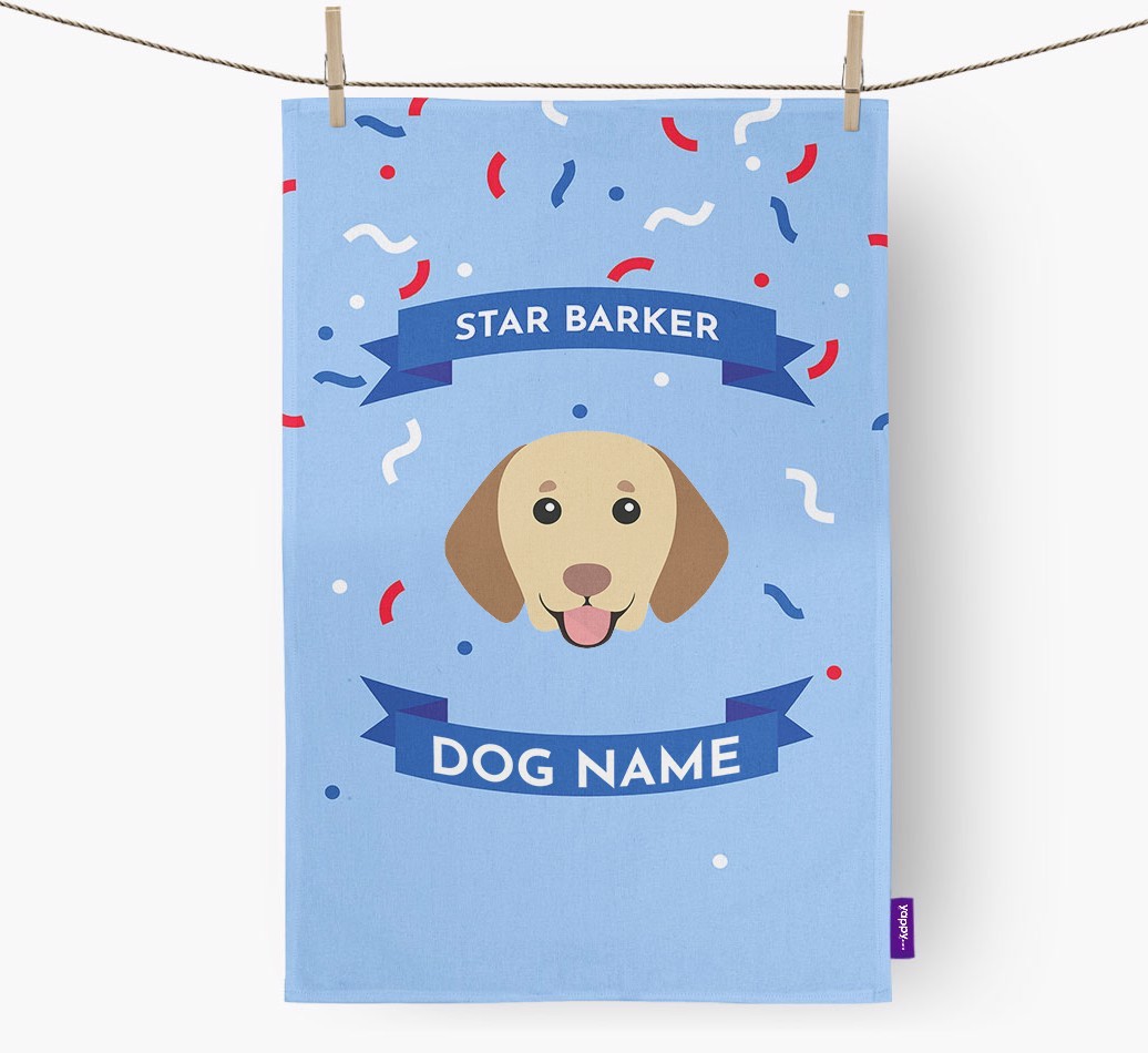 Personalised 'Star Barker' Tea Towel with {breedFullName} Icon