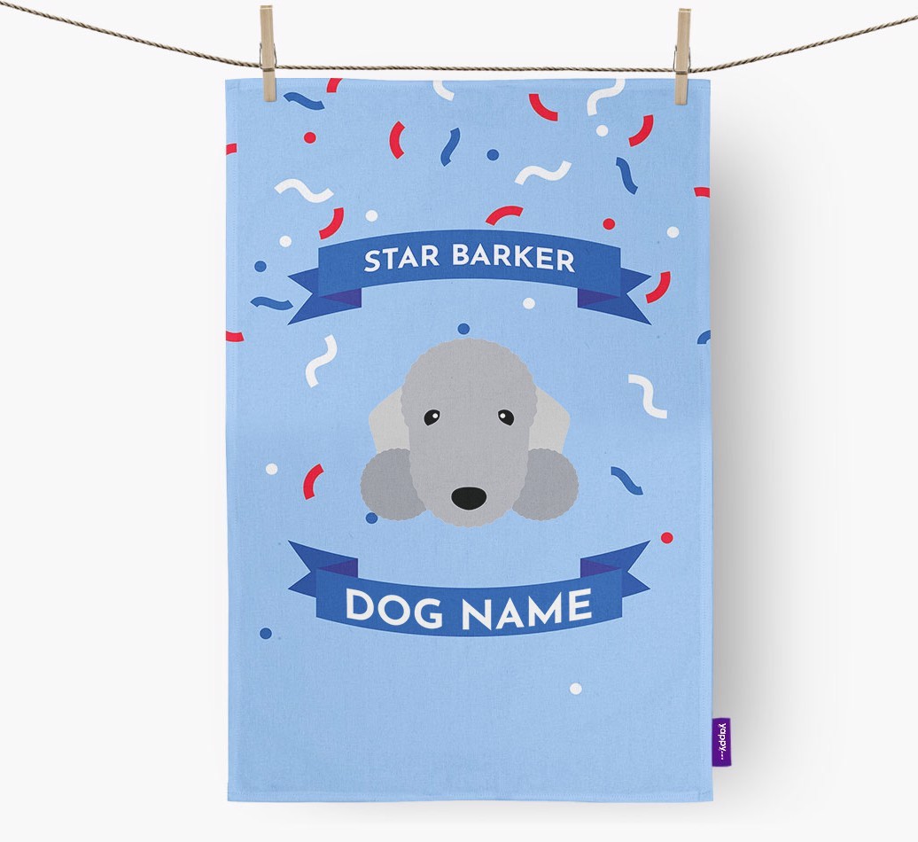 Personalised 'Star Barker' Tea Towel with {breedFullName} Icon