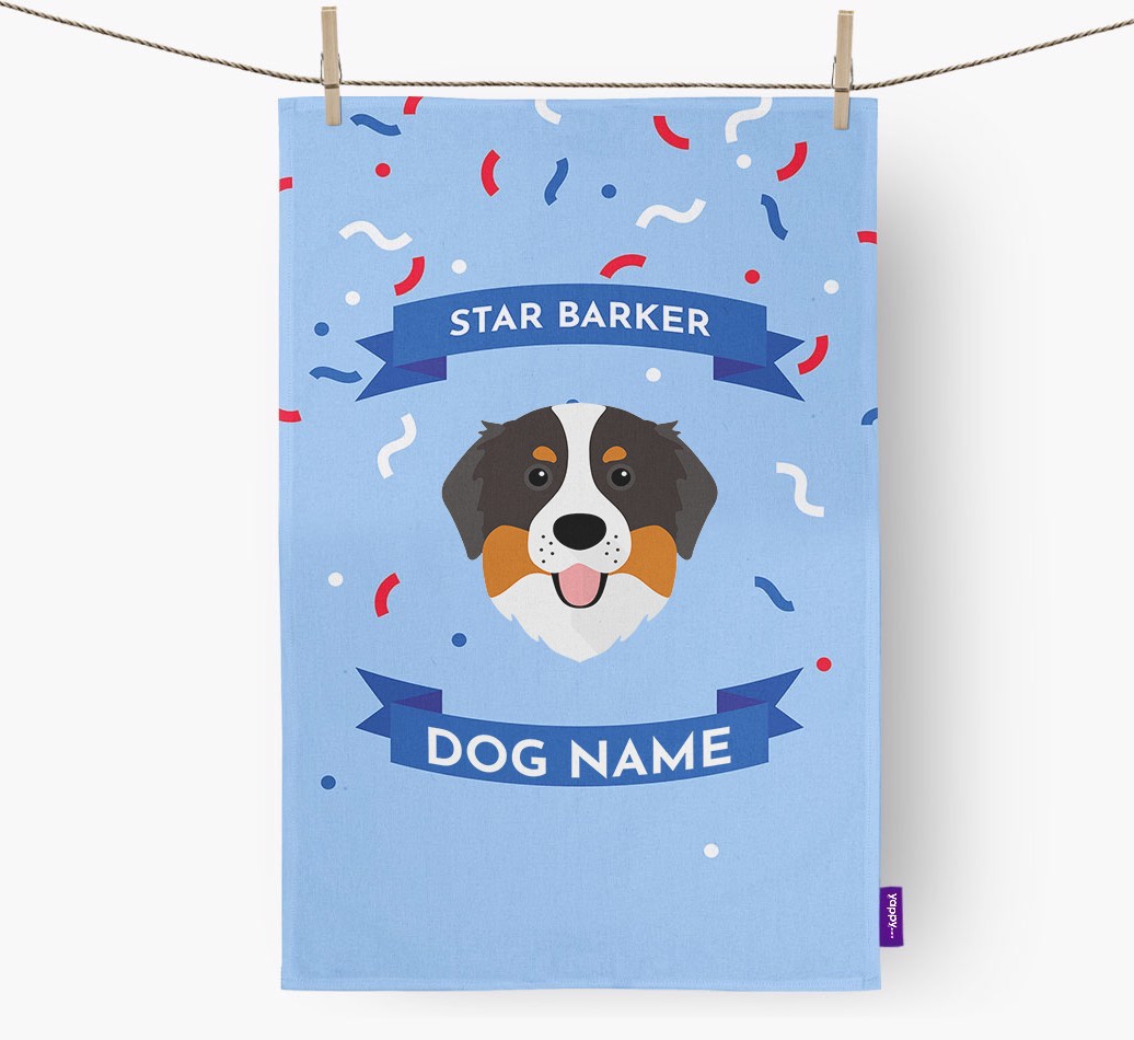 Personalised 'Star Barker' Tea Towel with {breedFullName} Icon