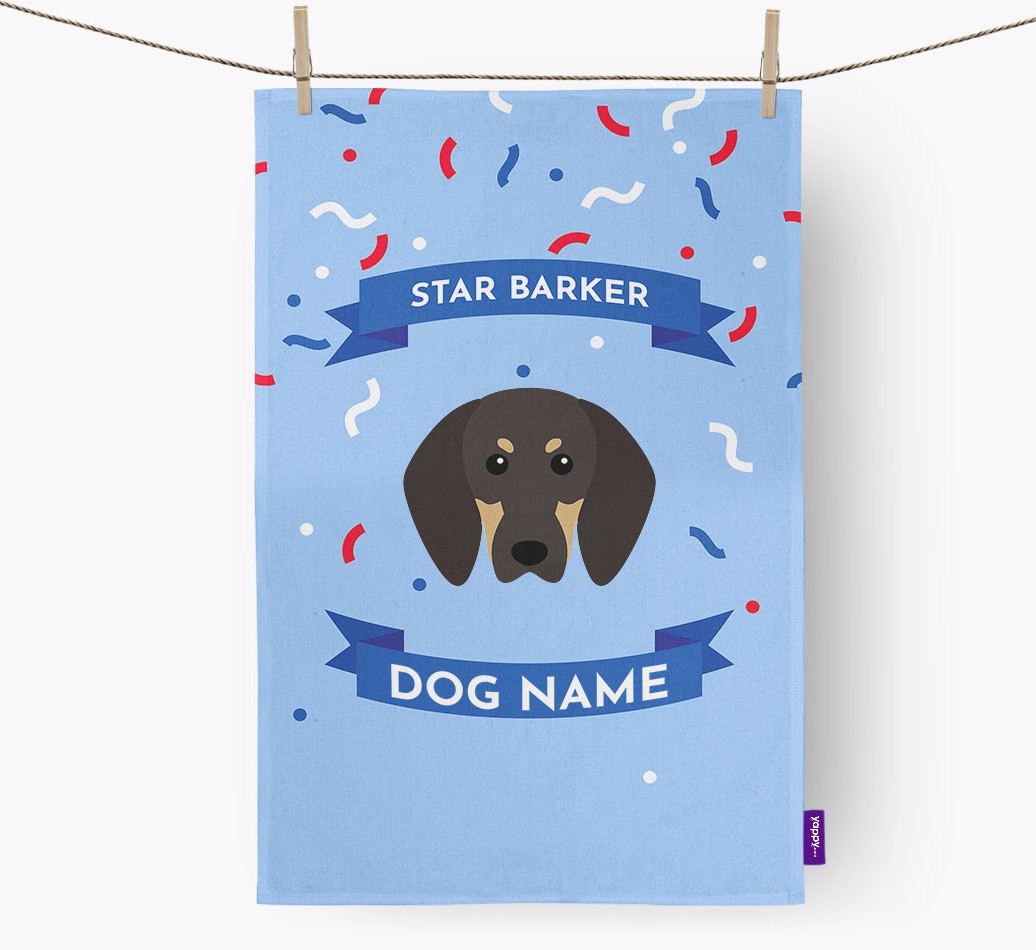 Personalised 'Star Barker' Tea Towel with {breedFullName} Icon