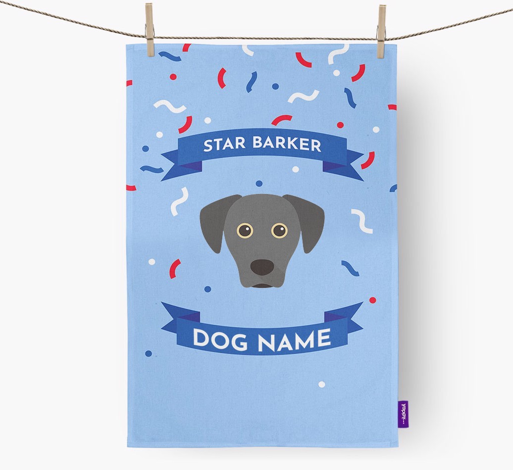 Personalised 'Star Barker' Tea Towel with {breedFullName} Icon
