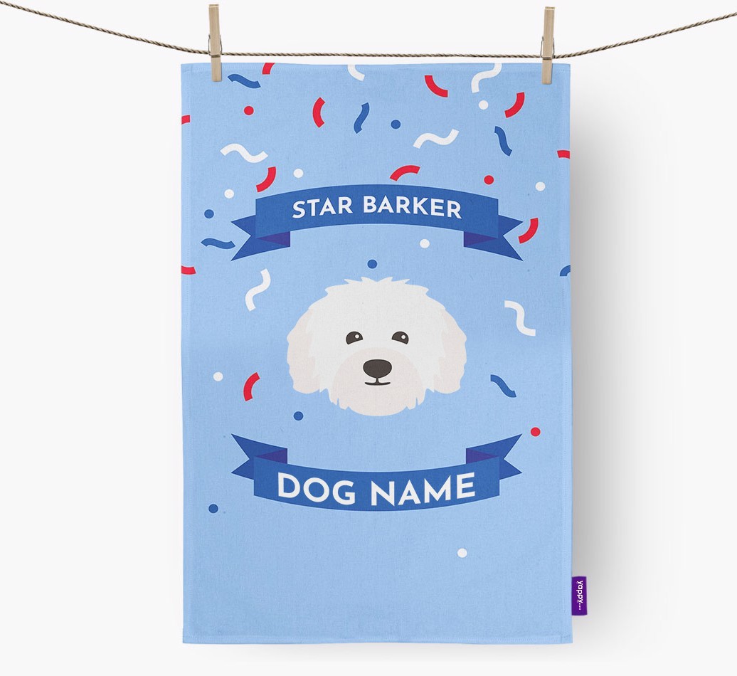 Personalised 'Star Barker' Tea Towel with {breedFullName} Icon