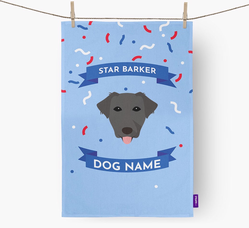 Personalised 'Star Barker' Tea Towel with {breedFullName} Icon